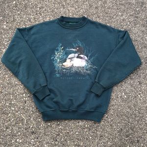 Vintage Northern Reflections Nature Granny Sweatshirt Loon Made in Canada Green